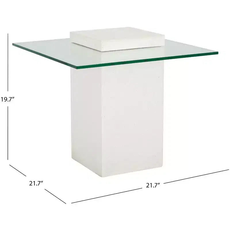Table d'appoint en béton et verre - Intérieur/Extérieur