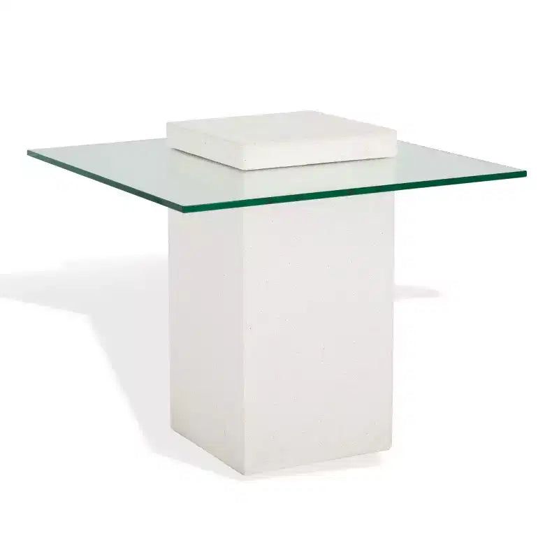 Table d'appoint en béton et verre - Intérieur/Extérieur
