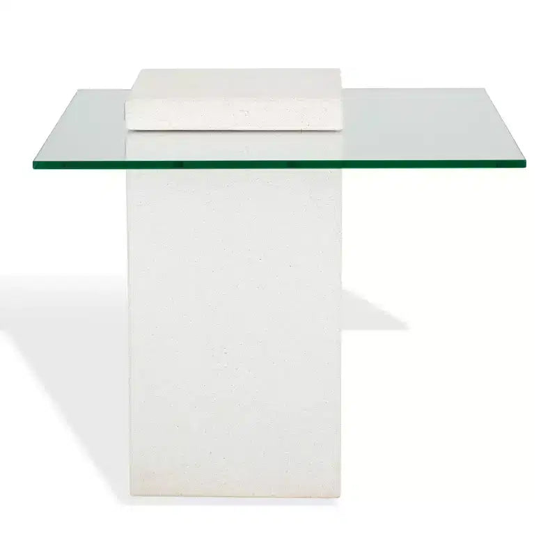 Table d'appoint en béton et verre - Intérieur/Extérieur