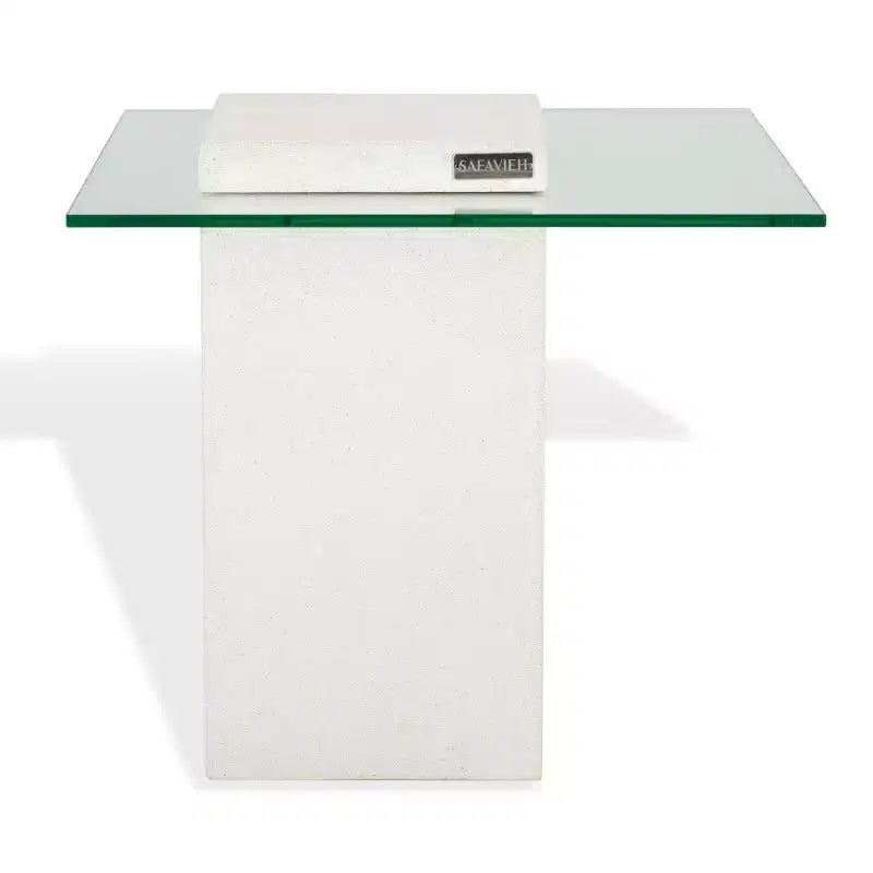 Table d'appoint en béton et verre - Intérieur/Extérieur