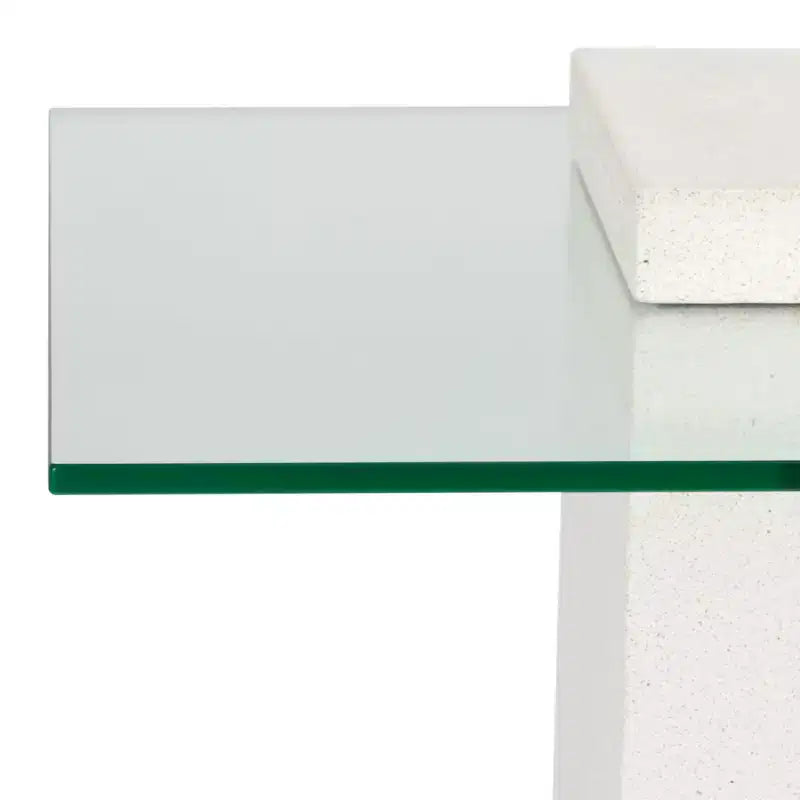 Table d'appoint en béton et verre - Intérieur/Extérieur