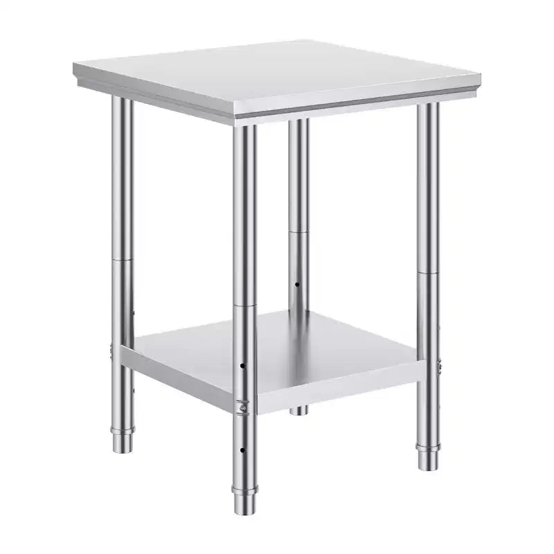 Stainless Steel Prep Table, 24 x 24 x 31 Inch, 700 lbs Load Capacity Heavy Duty Metal Worktable with Adjustable Height