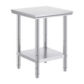 Stainless Steel Prep Table, 24 x 24 x 31 Inch, 700 lbs Load Capacity Heavy Duty Metal Worktable with Adjustable Height