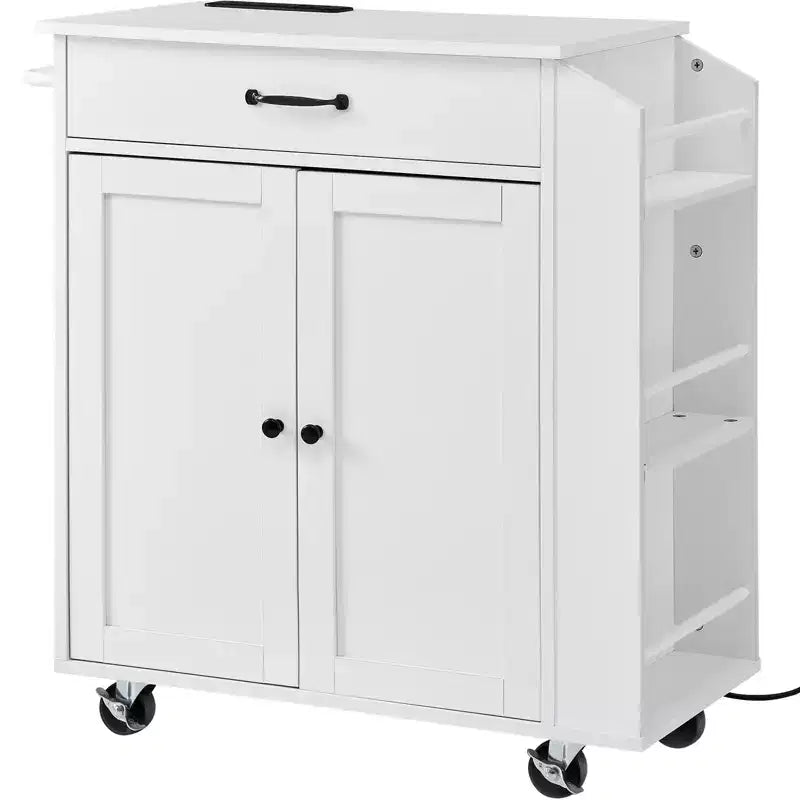 Desserte d'îlot de cuisine, 32 chariots mobiles avec armoire de rangement, table roulante avec prise de courant, porte-épices