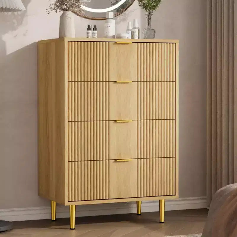 4 Drawer Storage Chest of Drawers with Vintage Metal Handles, Deep Chest of Drawers for Bedroom, Living Room, Hallway &amp; Entrance