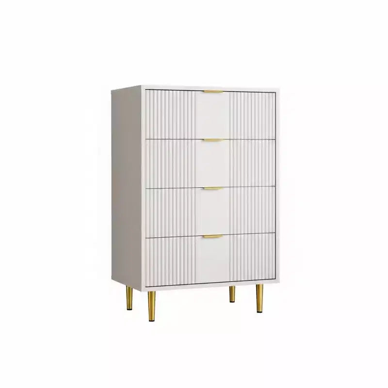 Commode à 4 tiroirs avec poignées métalliques vintage, commode profonde pour chambre, salon, couloir et entrée